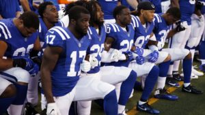 Colts players protest during NFL games on September 24th.