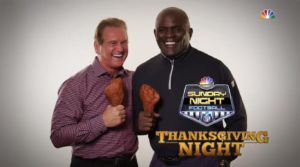 Joe Theismann and Lawrence Taylor in off NBC promo.