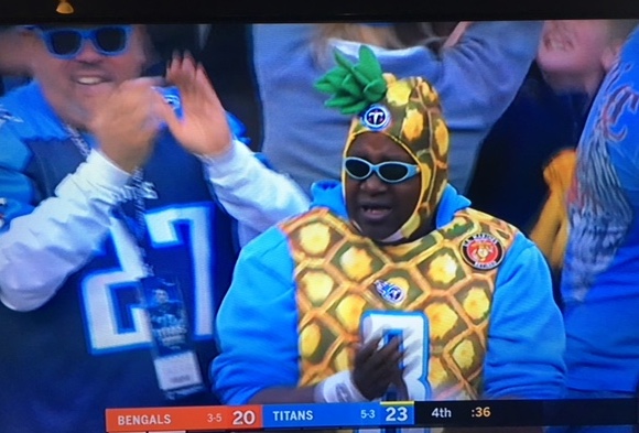 Pineapple man at the latest Titans game.