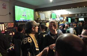Fans descend on a bar near Wembley Stadium. 