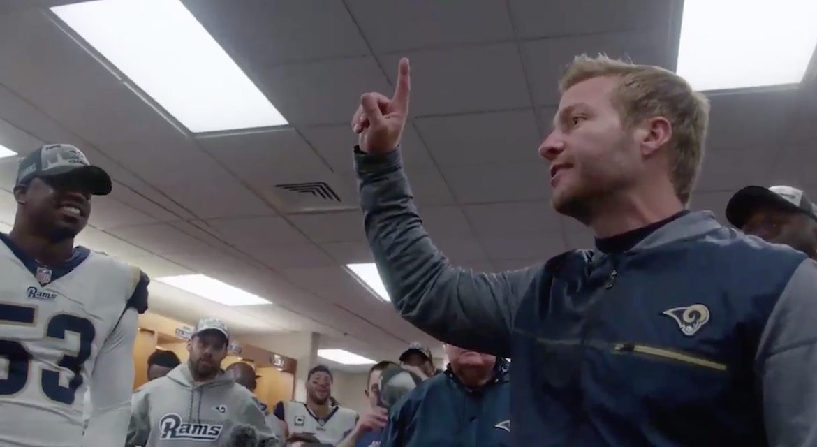 Sean McVay and other coaches deliver speeches after Week 16 wins.