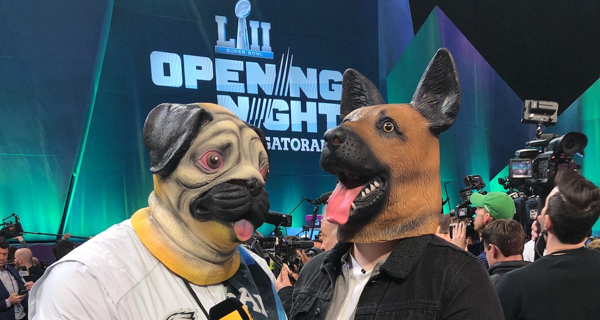 A report dresses up as a dog at Opening Night